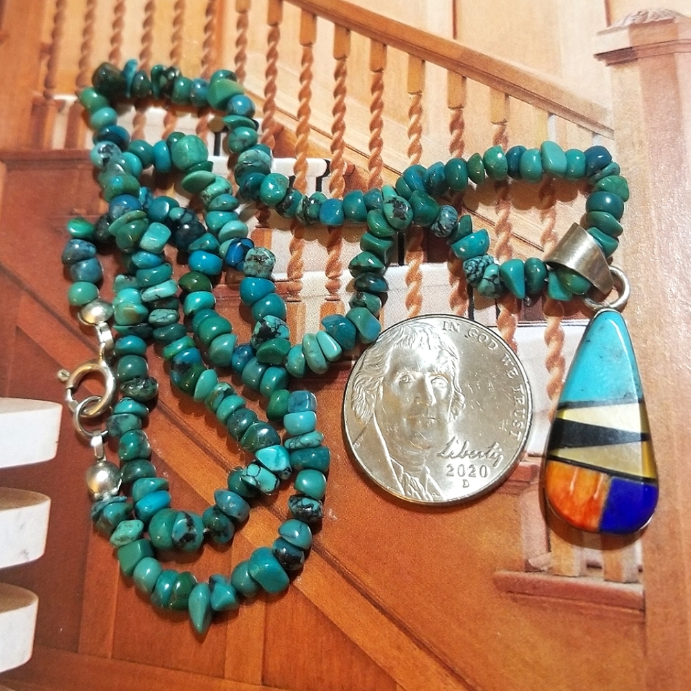 GILBERT DAMON VTG Navajo Artist signed Necklace - Picture 5 of 6